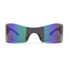 Womens Wrap Rimless Shield Plastic 80s Color Mirror Sunglasses