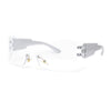 Womens Wrap Rimless Shield Plastic 80s Color Mirror Sunglasses