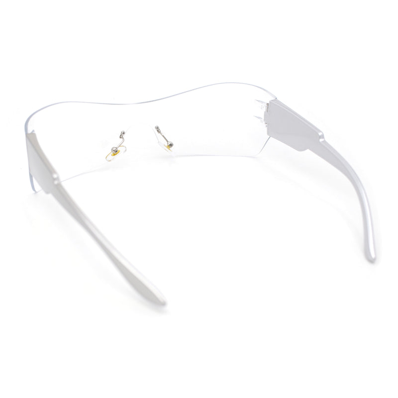 Womens Wrap Rimless Shield Plastic 80s Color Mirror Sunglasses