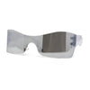 Womens Wrap Rimless Shield Plastic 80s Color Mirror Sunglasses