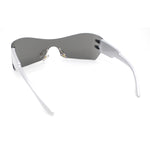 Womens Wrap Rimless Shield Plastic 80s Color Mirror Sunglasses