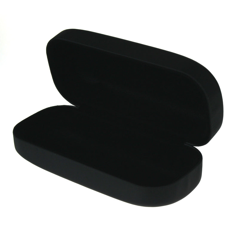 All Black Leather Pill Shape Clam Shell Eyewear Hard Case