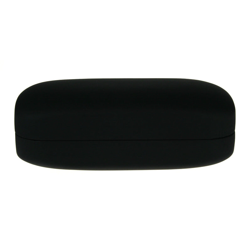 All Black Leather Pill Shape Clam Shell Eyewear Hard Case