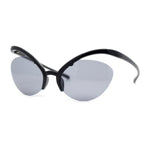 Unique Super High Temple Plastic Half Rim Oval Cat Eye Sunglasses