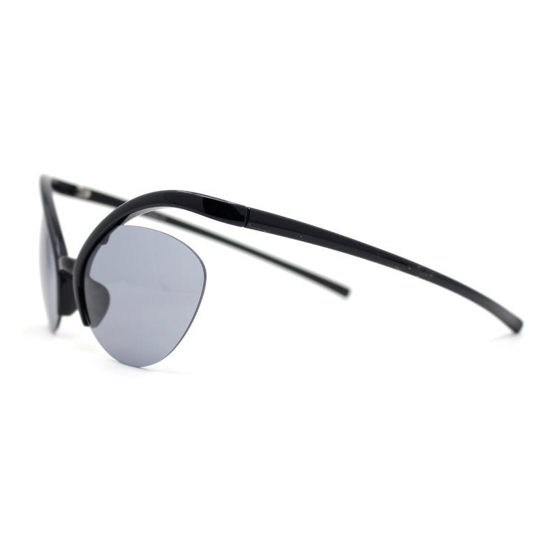 Unique Super High Temple Plastic Half Rim Oval Cat Eye Sunglasses