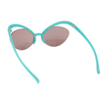 Unique Super High Temple Plastic Half Rim Oval Cat Eye Sunglasses