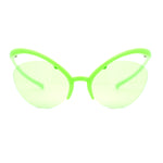 Unique Super High Temple Plastic Half Rim Oval Cat Eye Sunglasses