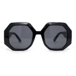 Womens Octagonal Retro Beveled Thick Rim Chic Mod Sunglasses