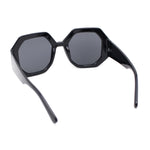 Womens Octagonal Retro Beveled Thick Rim Chic Mod Sunglasses