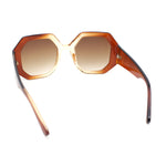 Womens Octagonal Retro Beveled Thick Rim Chic Mod Sunglasses