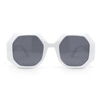 Womens Octagonal Retro Beveled Thick Rim Chic Mod Sunglasses