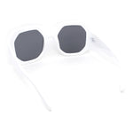 Womens Octagonal Retro Beveled Thick Rim Chic Mod Sunglasses