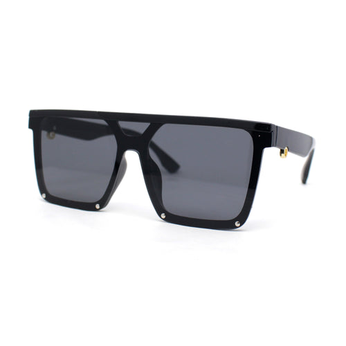 thumbnail image 2 of Women's Oversized Retro Mobster Flat Top Sunglasses – 80s 90s Boyfriend Style 2 of 5