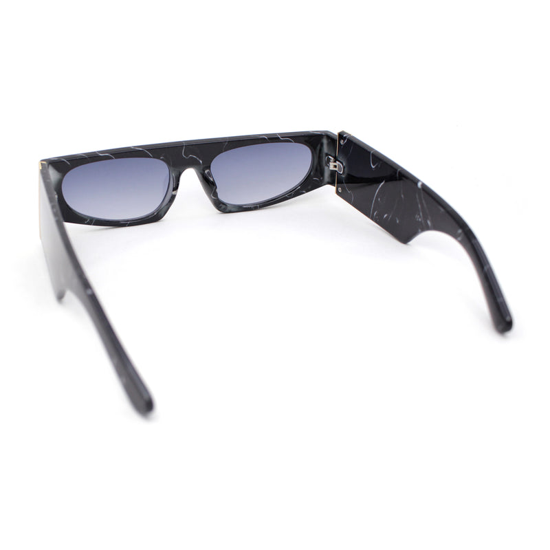 Womens Exaggerated Thick Temple Mod Narrow Rectangle Plastic Sunglasses