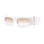 Womens Exaggerated Thick Temple Mod Narrow Rectangle Plastic Sunglasses