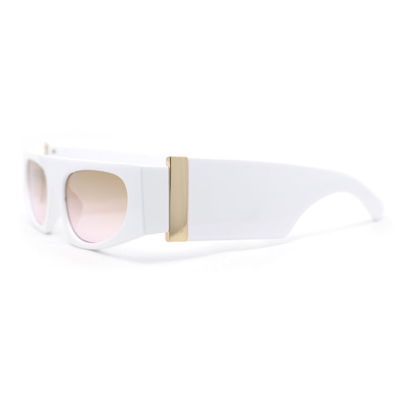 Womens Exaggerated Thick Temple Mod Narrow Rectangle Plastic Sunglasses