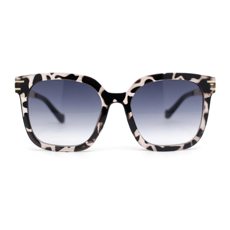 Womens Oversized Horn Rim Chain Arm Rectangle Designer Fashion Luxury Sunglasses