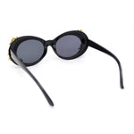 Womens Flower Vine Rhinestone Jewel Trim Oval Round Plastic Bling Sunglasses