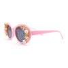 Womens Flower Vine Rhinestone Jewel Trim Oval Round Plastic Bling Sunglasses