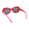 Womens Flower Vine Rhinestone Jewel Trim Oval Round Plastic Bling Sunglasses