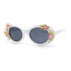 Womens Flower Vine Rhinestone Jewel Trim Oval Round Plastic Bling Sunglasses