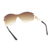 Classy Luxury Shield Oversized Wrap Rimless Metal Rim Sunglasses