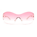 Classy Luxury Shield Oversized Wrap Rimless Metal Rim Sunglasses