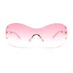 Classy Luxury Shield Oversized Wrap Rimless Metal Rim Sunglasses