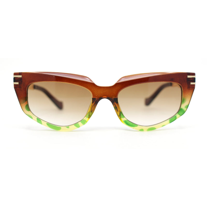 Luxury Chain Jewel Arm Squared Cat Eye Sleek Plastic Sunglasses