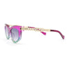 Luxury Chain Jewel Arm Squared Cat Eye Sleek Plastic Sunglasses