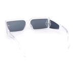 Squared Rectangle Thick Temple Side Arm Visor Lens 80s Vibe Plastic Sunglasses