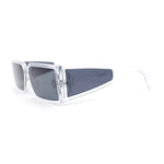 Squared Rectangle Thick Temple Side Arm Visor Lens 80s Vibe Plastic Sunglasses