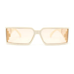 Squared Rectangle Thick Temple Side Arm Visor Lens 80s Vibe Plastic Sunglasses