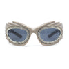 Womens Rhinestone Jewel Lens Trim Sport Wrap Flaming Plastic Sunglasses