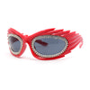 Womens Rhinestone Jewel Lens Trim Sport Wrap Flaming Plastic Sunglasses