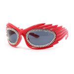 Womens Rhinestone Jewel Lens Trim Sport Wrap Flaming Plastic Sunglasses