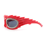 Womens Rhinestone Jewel Lens Trim Sport Wrap Flaming Plastic Sunglasses