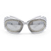 Womens Rhinestone Jewel Lens Trim Sport Wrap Flaming Plastic Sunglasses