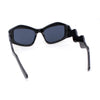 Womens Mod Angular Brow Cat Eye Thick Wavy Arm Plastic Sunglasses