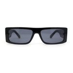 Mod Retro Narrow Rectangle Flat Top Plastic Buckle Jewel Hinge Sunglasses