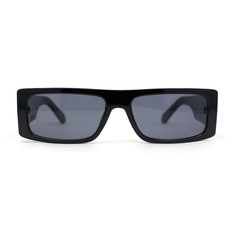 Mod Retro Narrow Rectangle Flat Top Plastic Buckle Jewel Hinge Sunglasses