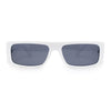 Mod Retro Narrow Rectangle Flat Top Plastic Buckle Jewel Hinge Sunglasses