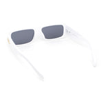 Mod Retro Narrow Rectangle Flat Top Plastic Buckle Jewel Hinge Sunglasses