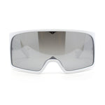 XL Oversized Shield Rectangle Super Thick Temple Plastic Sport Sunglasses