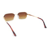 Rhinestone Jewel Stud Metal Rimless Bevel Lens Rectangle Sunglasses