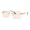 Rhinestone Jewel Stud Metal Rimless Bevel Lens Rectangle Sunglasses