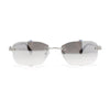 Rhinestone Jewel Stud Metal Rimless Bevel Lens Rectangle Sunglasses