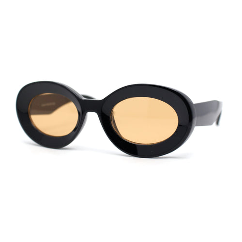 Iconic Minimal Thick Plastic Mod Oval Fashion Sunglasses