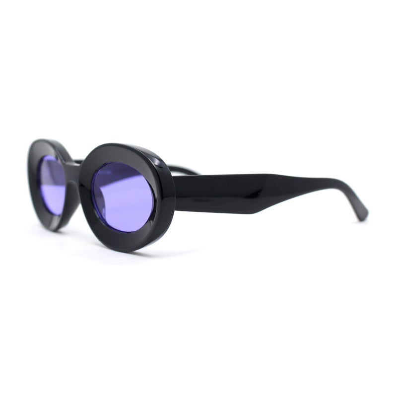 Iconic Minimal Thick Plastic Mod Oval Fashion Sunglasses