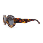 Iconic Minimal Thick Plastic Mod Oval Fashion Sunglasses